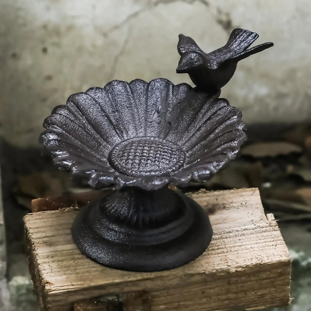 Bird Bath Decorative Metal Feeder Garden Decor Water Bowl Hummingbird