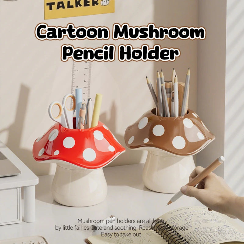 Polka Dot Mushroom Desk Organizer Student Dormitory Storage Box
