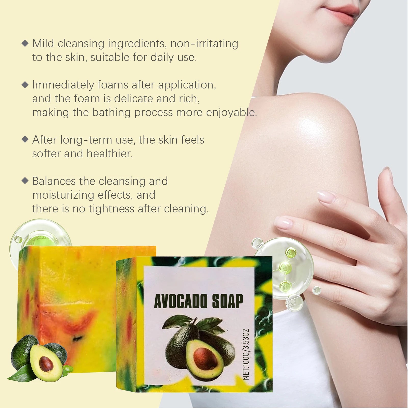 Avocado Moisturizing Soap – Deep Pore Cleansing & Keratin Care Moisturizing Bar Soap Zpaxo