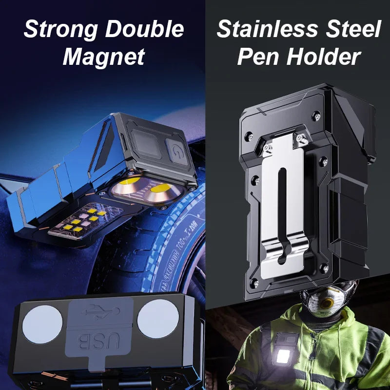 ESMARTER COB LED Flashlight – Adjustable, Magnetic & Keychain Torch