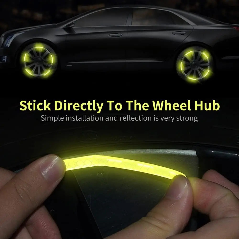 Decorative Strips Car Hub Reflective Sticker Motorcycle Wheel Sticker Safety Warning Sticker Tire Rim Reflective Stripes Zpaxo