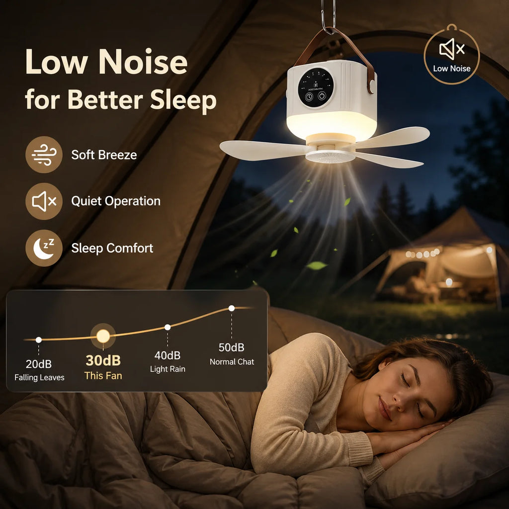 2026 New Portable Rechargeable Ceiling Fan Wireless USB Hanging Fan for Student Dorm Bed Outdoor Camping Zpaxo