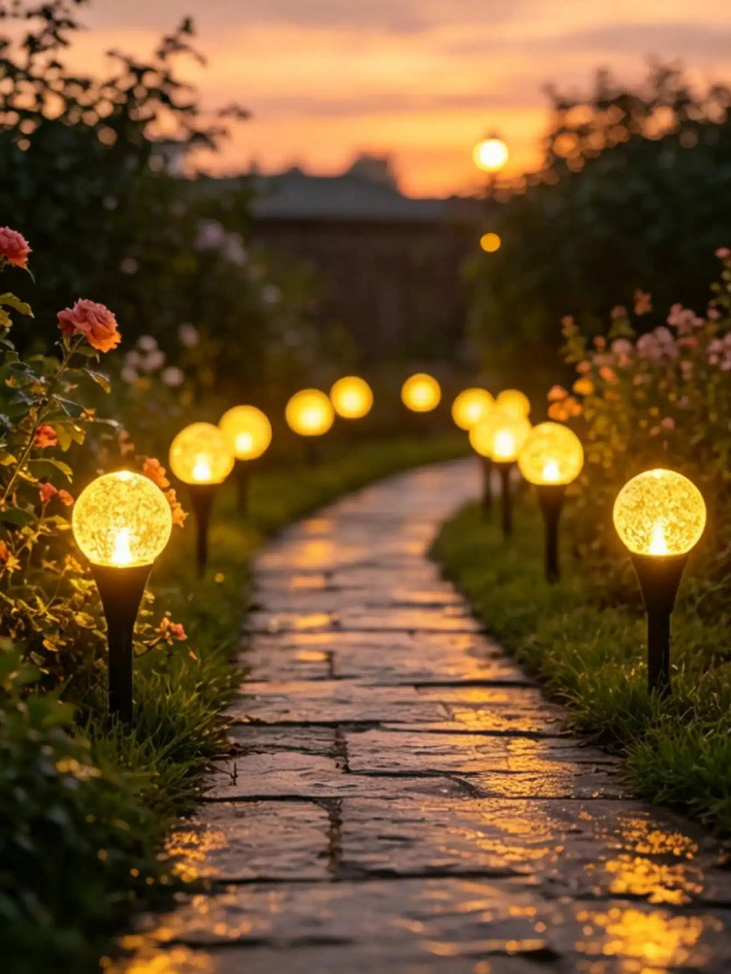 Solar-powered Bubble Path Light Floor-standing 8 Modes Solar Guiding Zpaxo