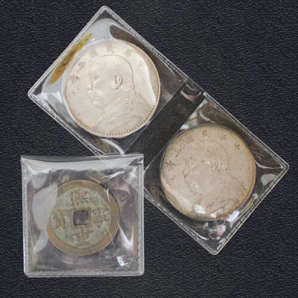 45 Foldable Dual Pocket Vinyl Coin Flips PVC Visiable Protective Bag