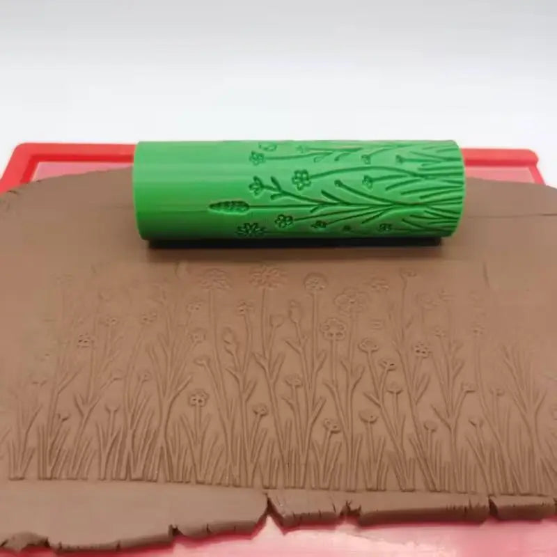 1pcs Seamless Texture Roller for Clay – Sea, Grass & Marine Patterns, No Carve, Plastic, Pottery Tool Zpaxo