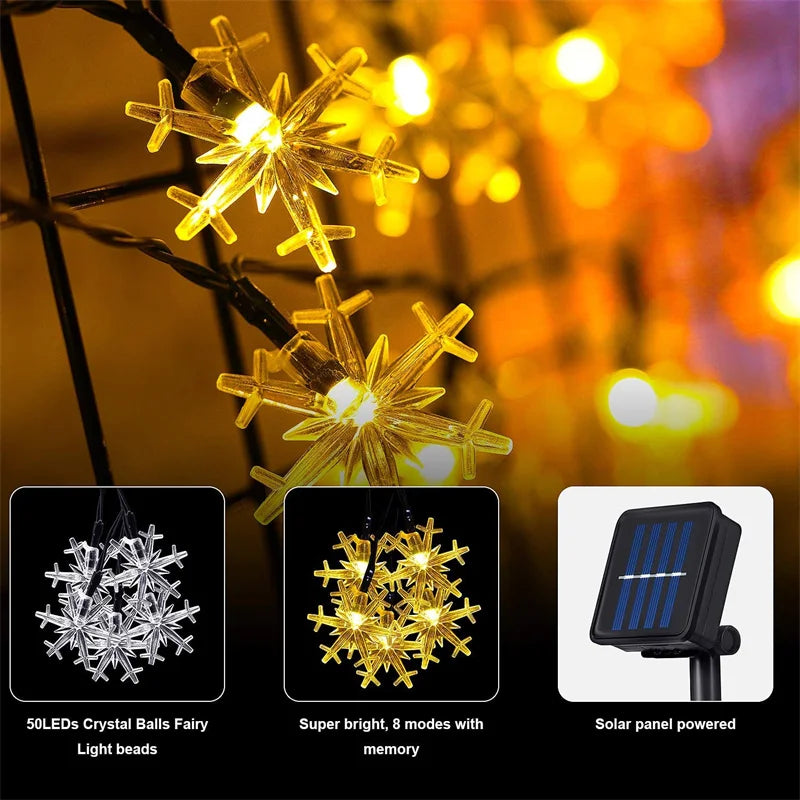 Solar Christmas Snowflake Lights Powered Led Outdoor Light Waterproof Zpaxo