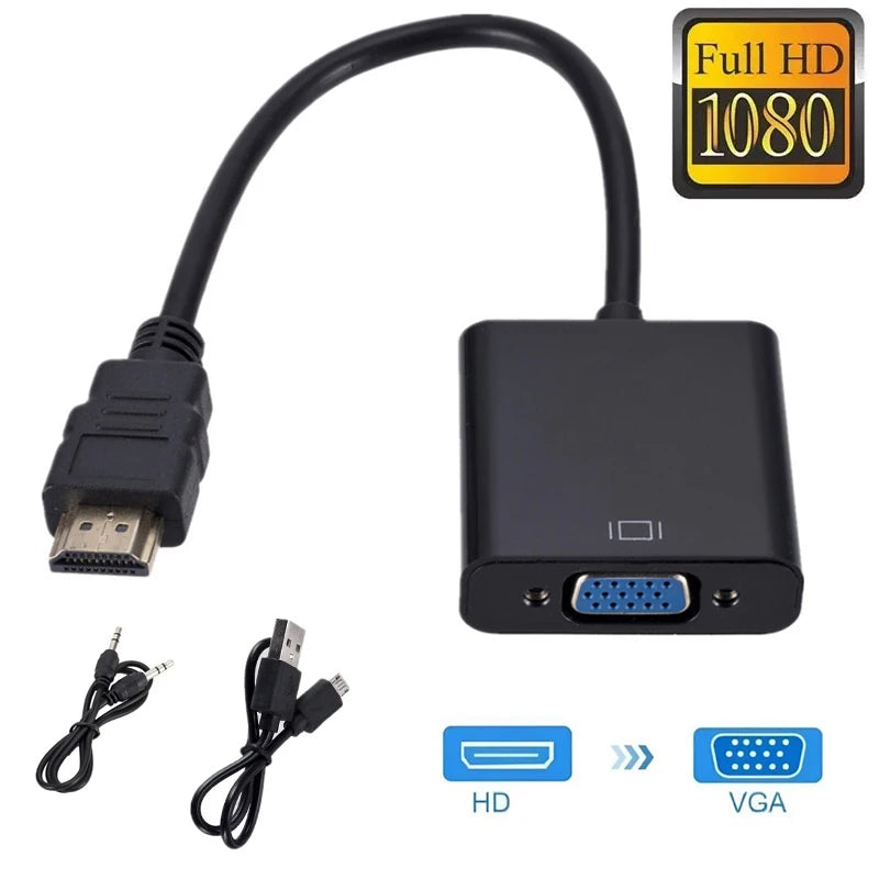 HDMI-compatible VGA Converter Audio Power Supply HDTV Male Female