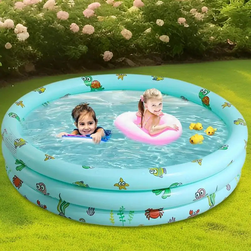 Kiddie Swimming Pool Family Fun Lounge Pool For Kids And Adults 3 Rings Foldable Blow Up Paddling Center For Gardens Backyards Zpaxo