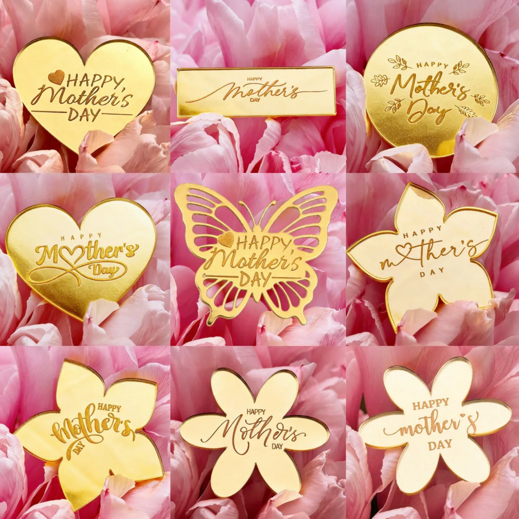 Gold Acrylic Mother's Day Cake Toppers – 9 Styles Cake Topper Zpaxo