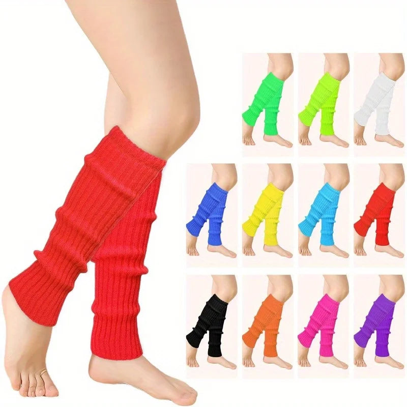 1 Pairs Buauty 80s 90s Leg Warmers Women Neon Ribbed Socks Stylish