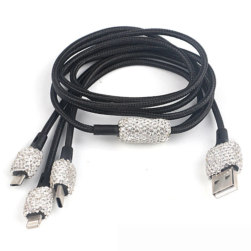 Dual USB Port Car Charger Safety Hammer Design Handmade Rhinestone Zpaxo white 1 China Mainland