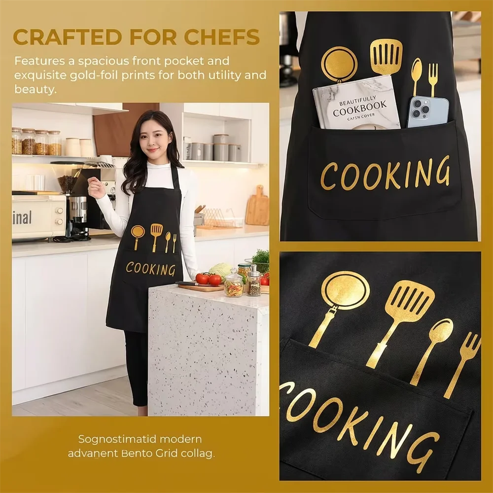 Chef Apron Cooking Utensils Pocket Adjustable Ties Heavy-duty Zpaxo