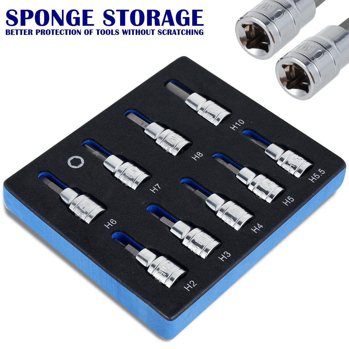 9/18Pcs Hex Bit Socket Set Sturdy Allen Key Sockets Professional 3/8inch Drive Drill Metric Tools Kit Durable Impact Socket Set Zpaxo