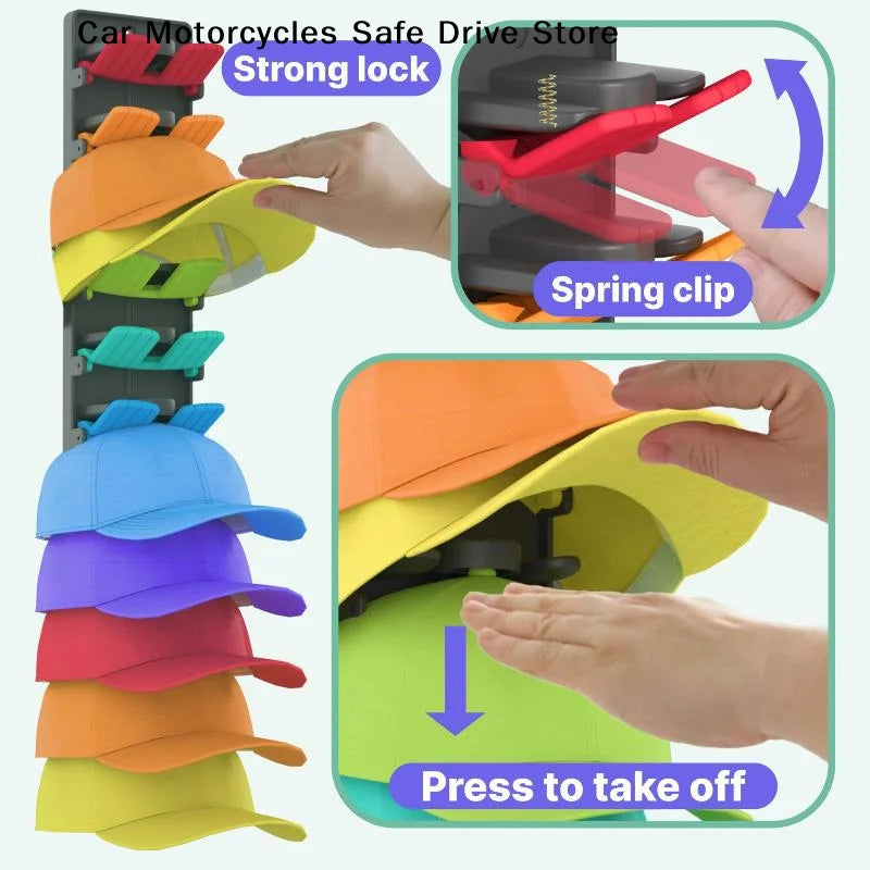 CMHat Organizer Baseball Caps Built-in Spring Clips Adjustable