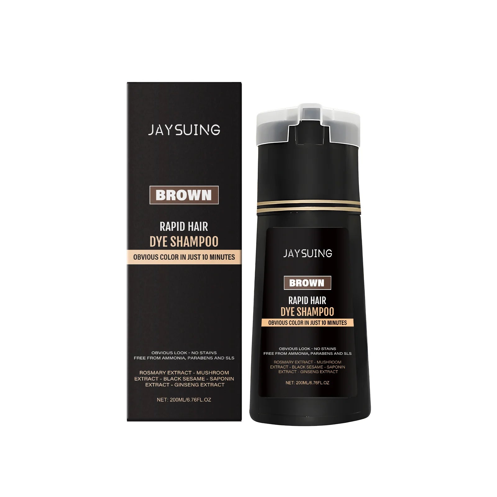 Jaysuing 3-in-1 Men Hair Dye Shampoo – Gray Hair Coverage Hair Dye Shampoo Zpaxo Brown 200ml