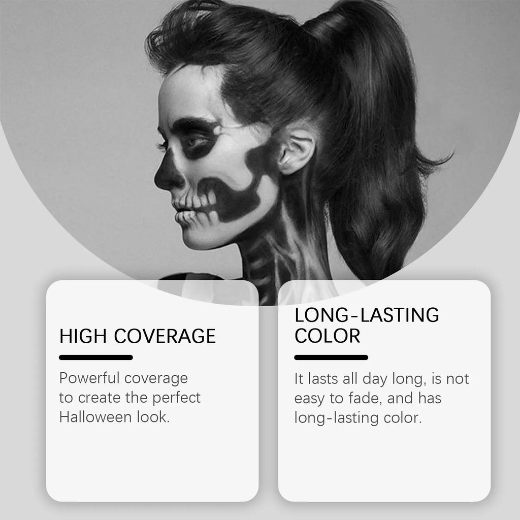 Halloween Black & White Face Body Paint Kit – Clown Joker Makeup Face & Body Paint Kit Zpaxo