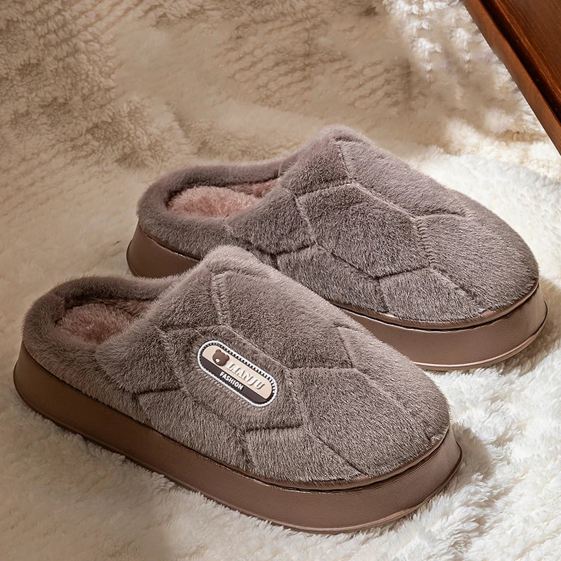 Trend Winter Couple Indoor Non-slip Men Women Flip Flops Warm