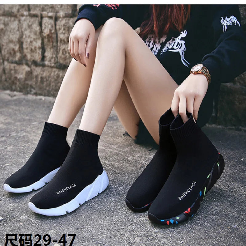 Inner Height Socks Black Shoes Women Fall Korean Version Thick Bottom Zpaxo
