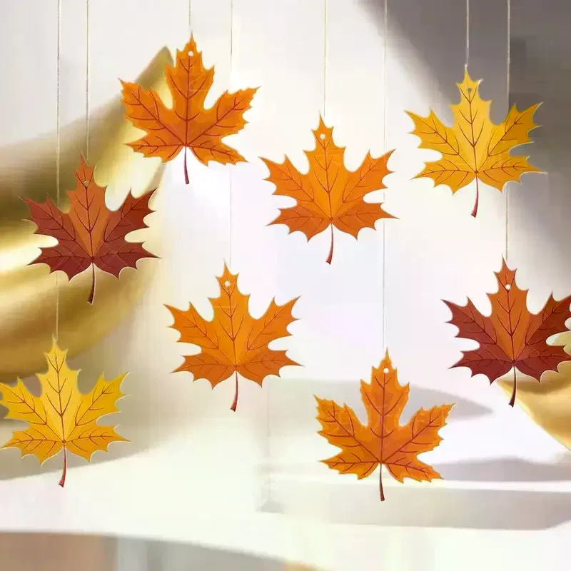 16-Pack Fall Paper Leaves Hanging Ceiling Decor | Autumn Party