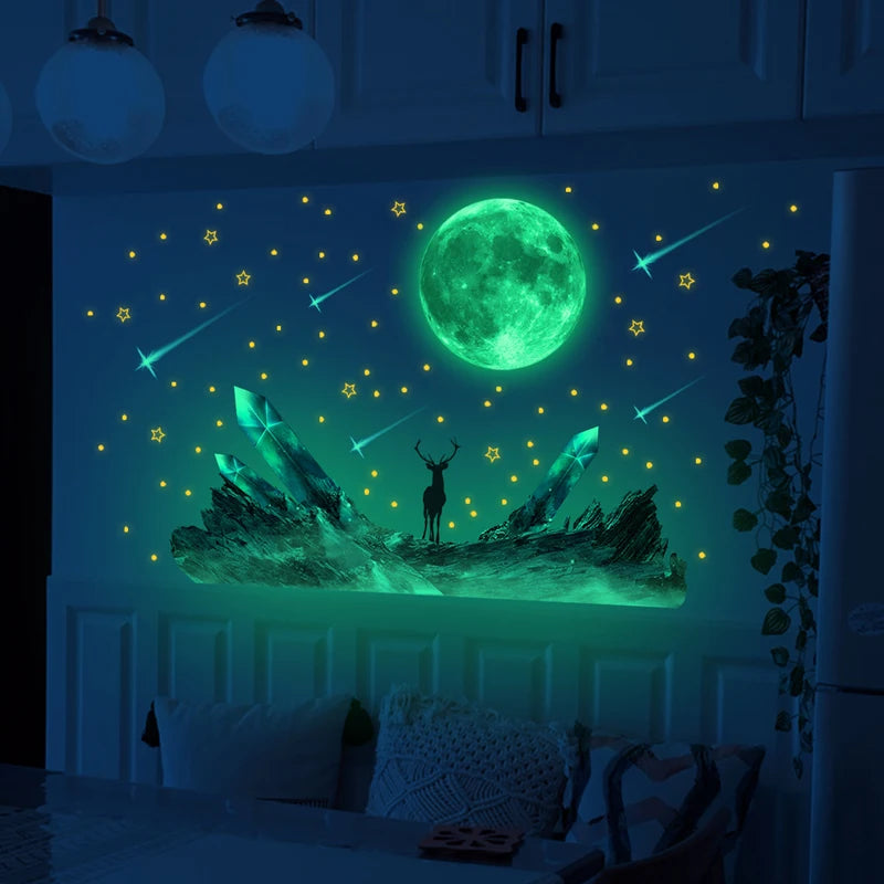 Astronaut Luminous Wall Stickers Stars Moon Self-adhesive Wallpaper