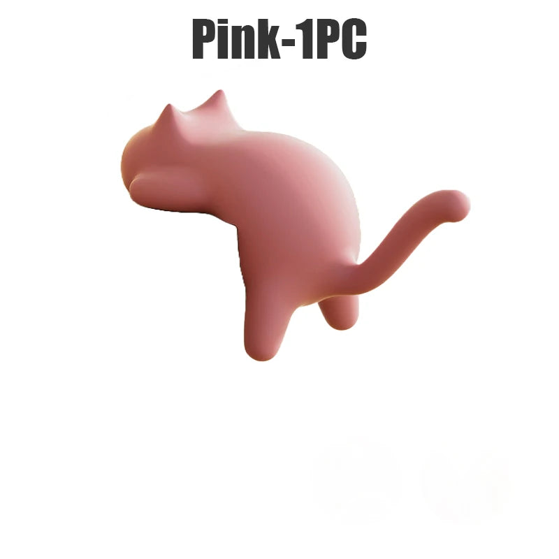 Cute Cat-shaped No-drill Desk Hook Portable Bag Stationery Storage