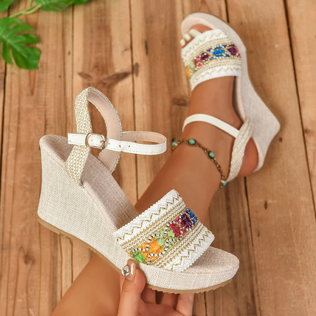 Women Sandals 2025 New Outdoor Shoes Women Designer Fashionable Versatile Slip-On Shoes Bohemian Style Thick Heel Sandals Women Zpaxo