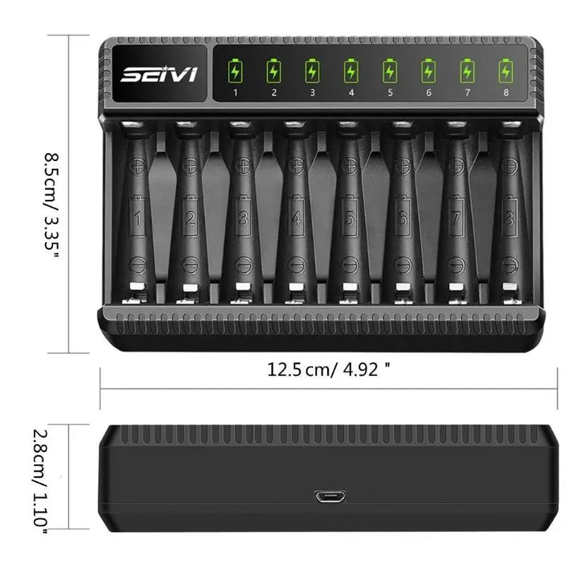 652F 8 Bay AA AAA Battery with LCD Display Independent Slot for NiMH NiCD Zpaxo