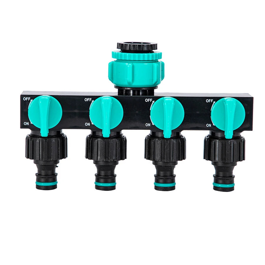 4-Way Garden Hose Splitter 1 3 4 2 Threads Durable ABS Watering