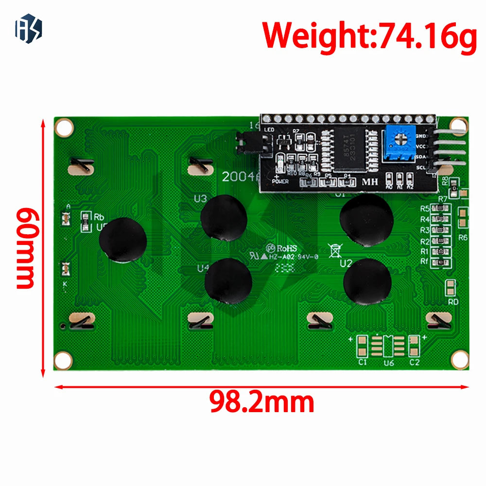 Lcd 2004A Display Module 20x4 5V Gray Screen Parallel I2C Interface Zpaxo