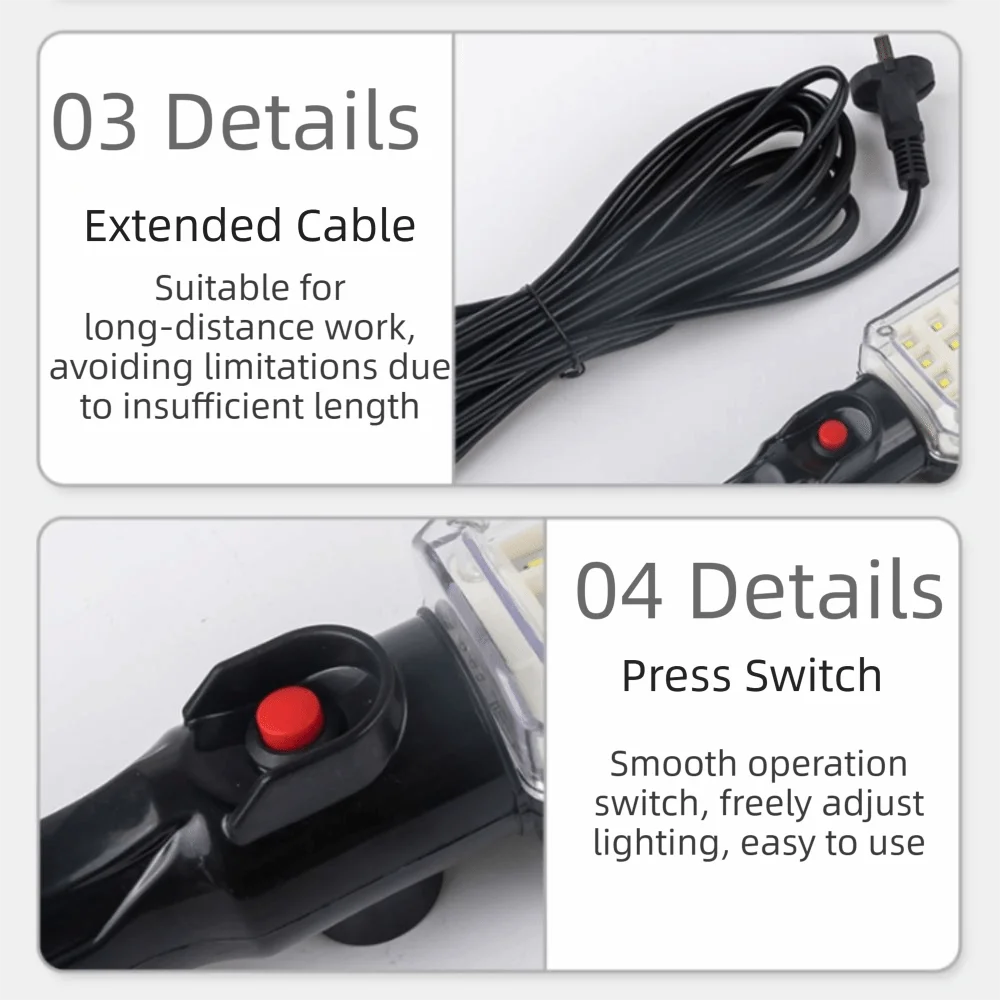 Powerful LED Work Light Corded Magnet Portable USB Rechargeable Zpaxo