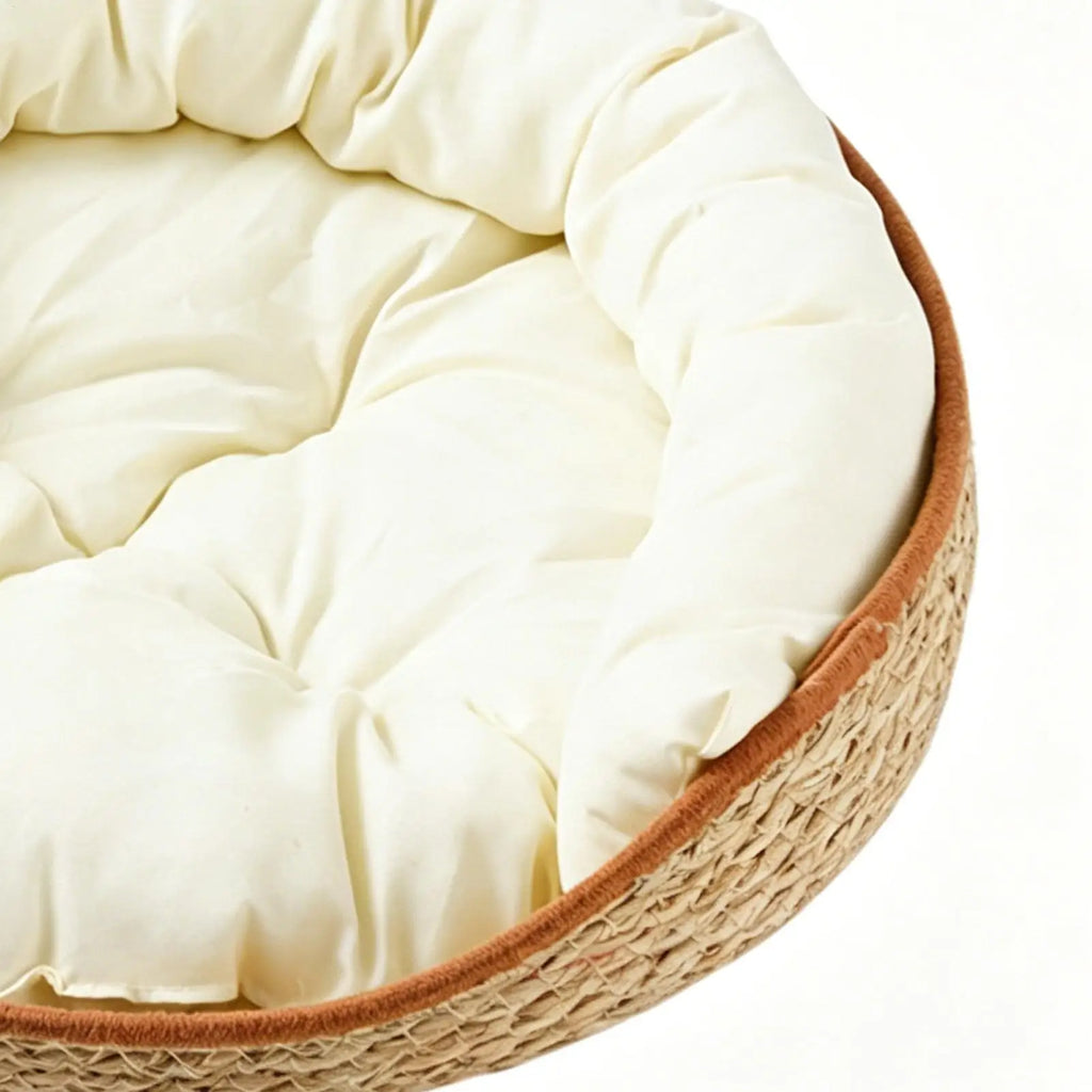 Cat Bed Basket Aesthetic Woven Cotton Rope Pad Nest Sofa Living Room
