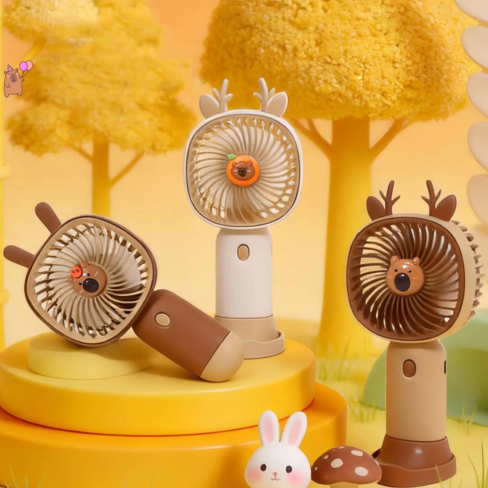 Portable Fan Rechargeable 3 Speed Cartoon Handheld Mini Cute USB Desk