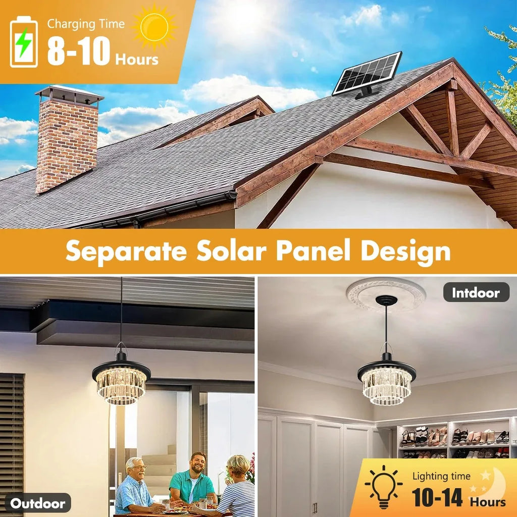 Crystal Pendant Lights Outdoor Solar Shed Splitlight Remote Timing Zpaxo