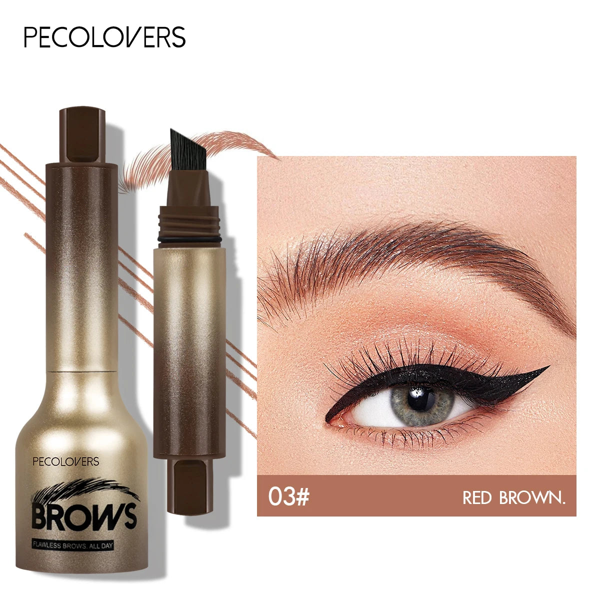 1PC Waterproof, Long-lasting, No Makeup Removal, 3D Three-dimensional, Press-type Eyebrow Pencil,Suitable for Daily Quick Makeup Zpaxo 03