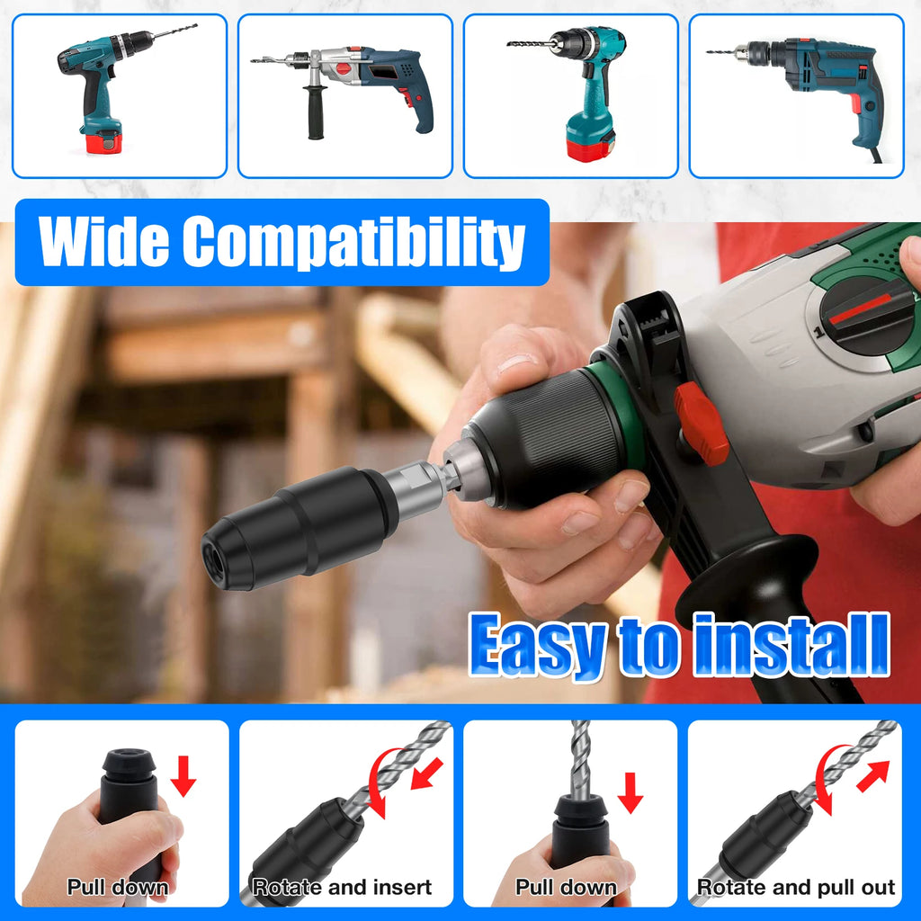 Carbon Steel Drill Bit Adapter for Rotary Hammer Drills Labor Saving Converter Shank Tool Drill Bit Adapter for Concrete and Zpaxo