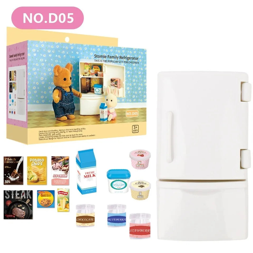 Dollhouse Furniture Doll House Bathroom Kitchen Fridge Washing Zpaxo refrigerator