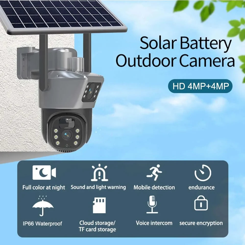 4K 8MP Dual Lens Solar Camera Outdoor Security Wifi Surveillance Zpaxo