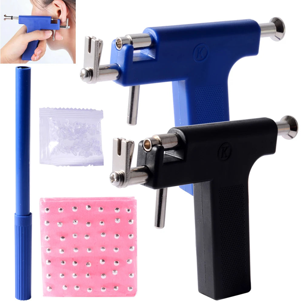 Professional Ear Piercing Gun Tool Set Professional Ear Piercing Gun Tool Set 98pcs Ear Studs Steel Ear Nose Navel Body Piercing Zpaxo