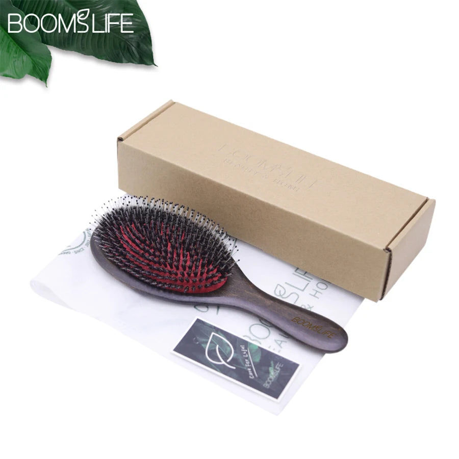 BOOMSLIFE Custom Name Soft Boar Mix Nylon Hair Brush For Women Hair Wood Comb Head Scalp Massage Hairbrush Brosse Cheveux Femme Zpaxo