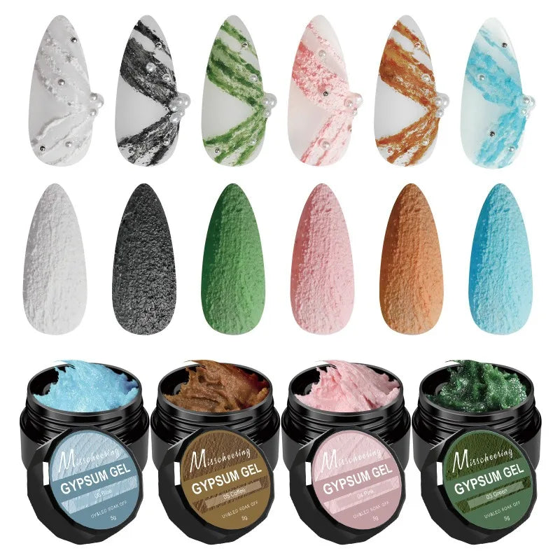 Solid Gypsum Nail Gel Polish 3D Sculpting Effect Creative Sand
