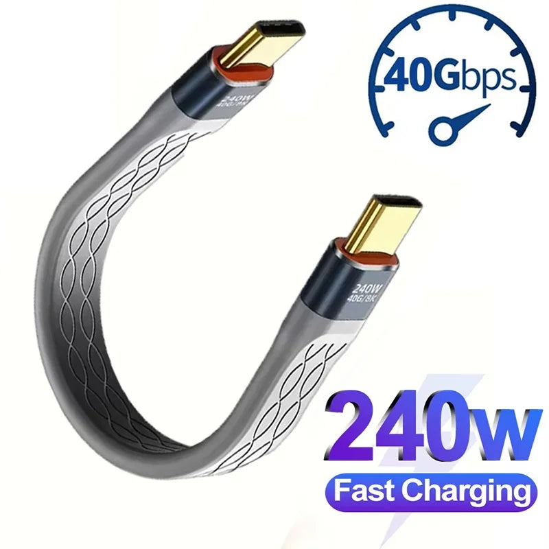 USB4 0 40Gbps Data Cable PD 240W Fast Charging USB C Short Powerbank Zpaxo