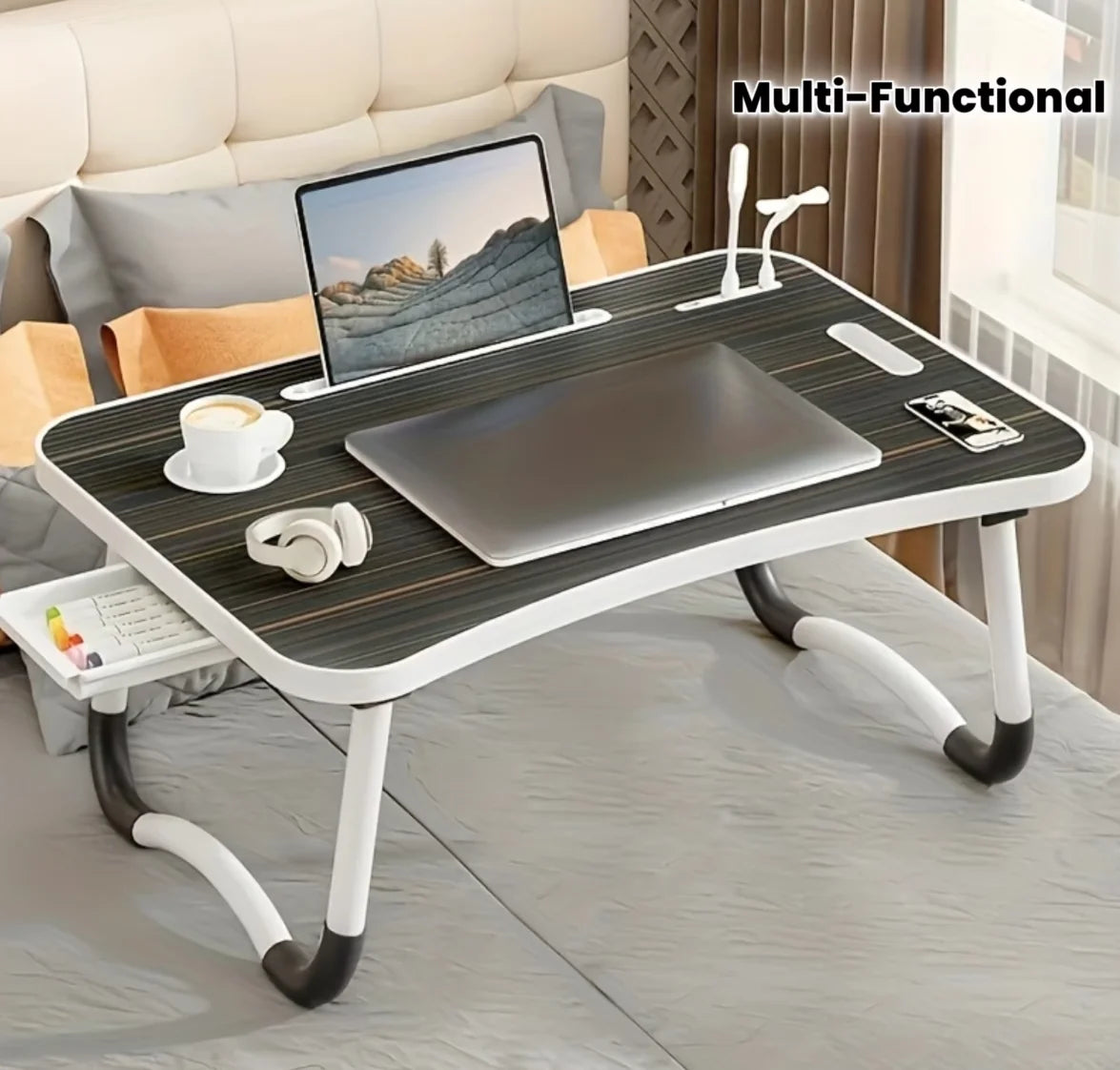 [Portable Laptop Desk] Sturdy and Durable Extra Large Portable Laptop Folding Desk | Multi-functional Study Table, Tray Stand, Zpaxo As shown