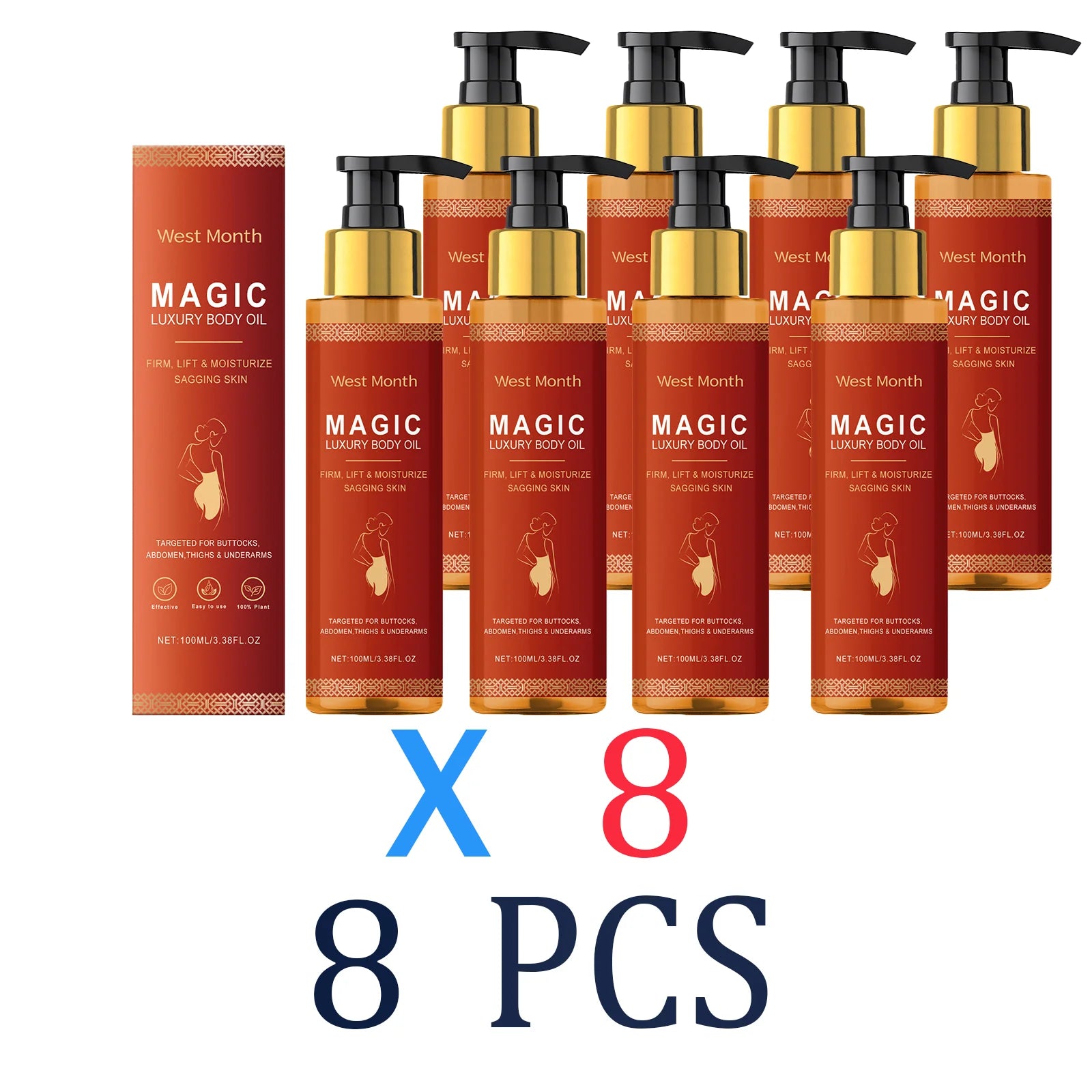 1/2/3/4/5/6 Pcs Collagen Body Oil Deep Hydration Lock Dry Skin Remedy Moisturizing Without Greasiness Gentle Nourishing Skin Oil Zpaxo 8 Pcs