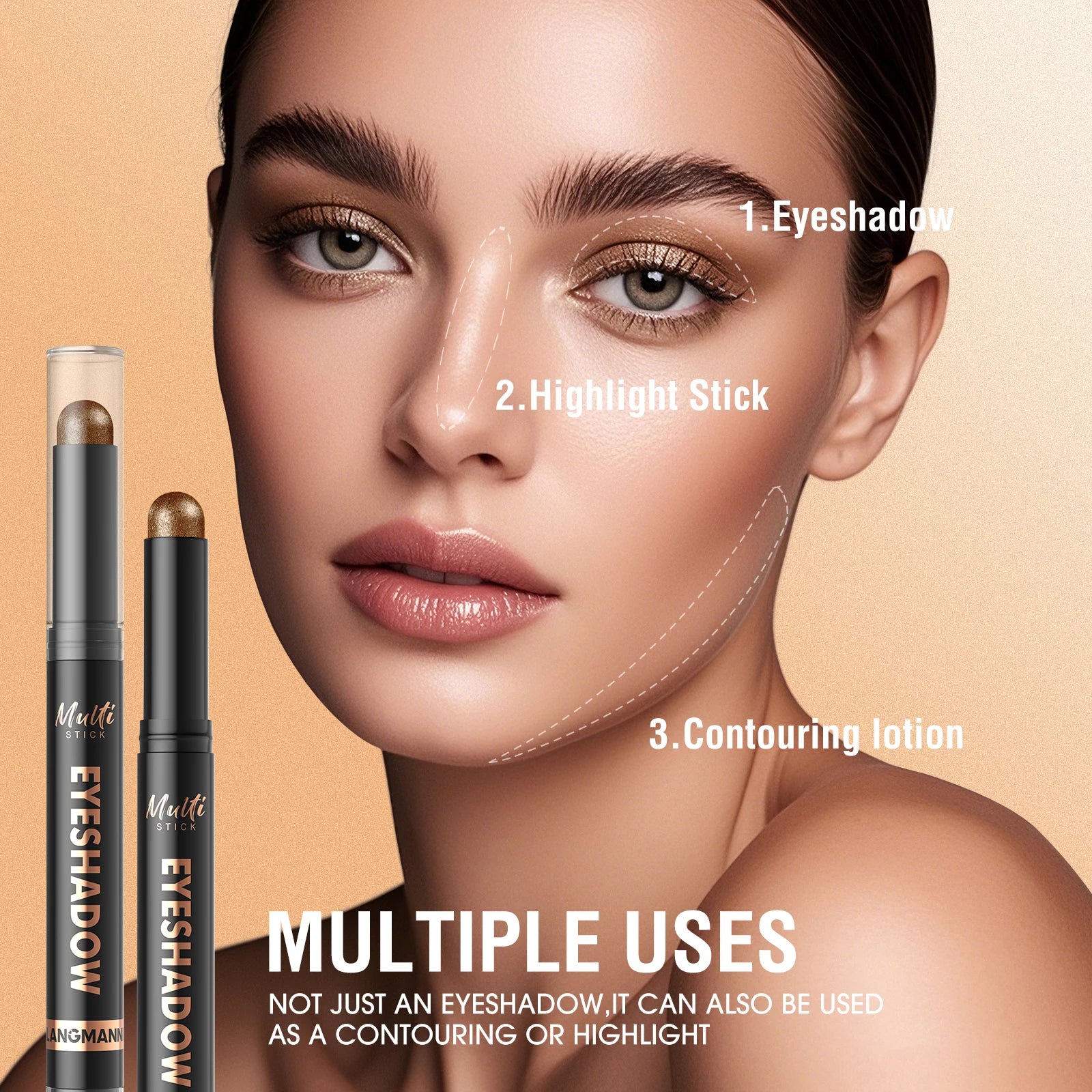 Multi Functional Double Head Eye Shadow Stick Shiny Easy Apply Smooth