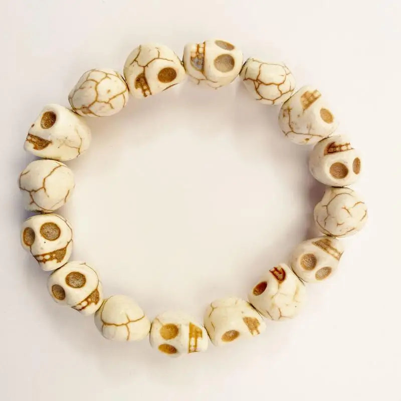 Skull Head Bone Bead Bracelet Colorful Elastic String Gothic Jewelry Zpaxo A2