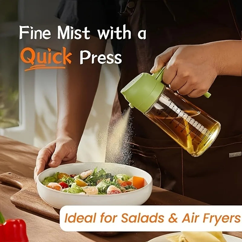 2in1 470ml Glass Spray Oil Sprayer Bottle Spray Oil Dispenser Oil Jar Cruet BBQ Kitchen Baking Roasting Picnic Kitchen Tool Zpaxo