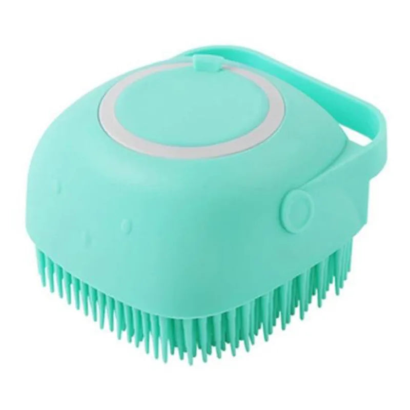 Dog Bathing Brush Pet Massage Shampoo Dispenser Soft Silicone Rubber