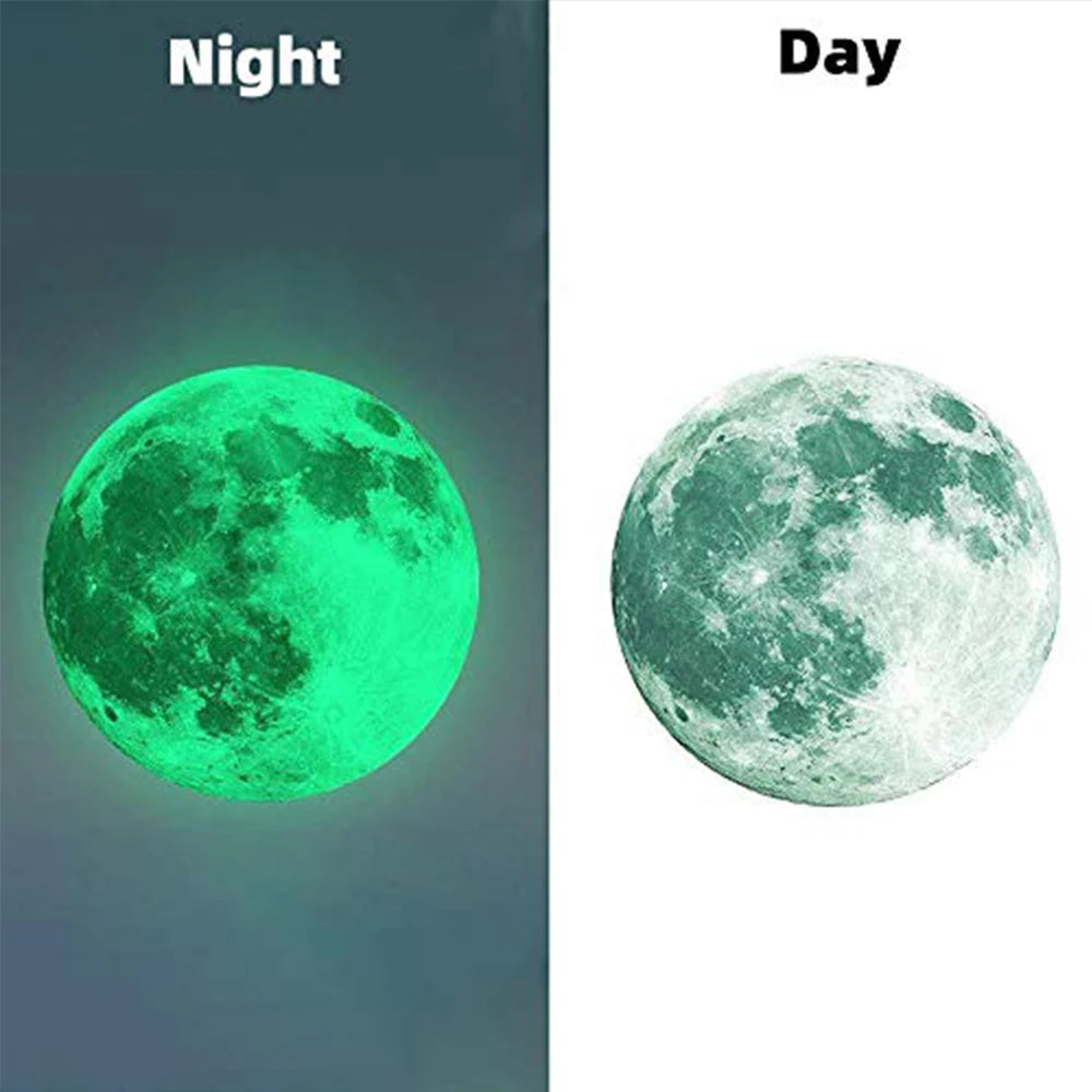 Glow in The Dark Moon Wall Sticker for Kids Baby Room 3D Space Planet Wall Sticker Living Room Home Decals Zpaxo
