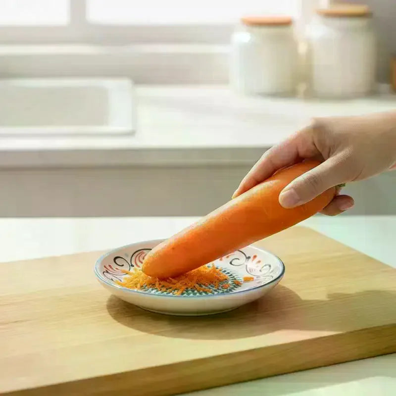 2-in-1 Ceramic Ginger Grater Round Plate Garlic Vegetable Fruit Zpaxo