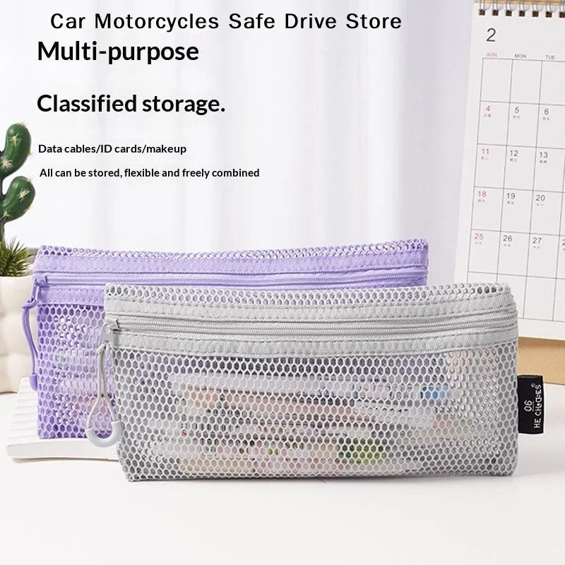 MBreathable Mesh Zipper Storage Pouch Visible Large Capacity Makeup